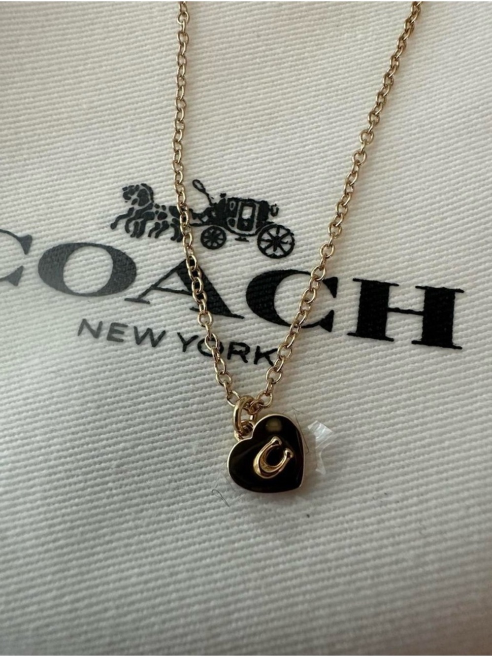 Coach Necklace with Heart Shaped Pendant - Gold - Picture 3 of 4